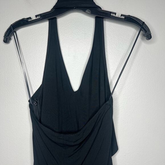 Asymmetrical Black Midi Dress Halter Sz 0 Whimsigoth Dark Fairy Grunge Y2K Witch - Picture 8 of 12